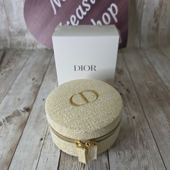 Dior Round Vanity Jewelry Case Gold - Picture 1 of 8